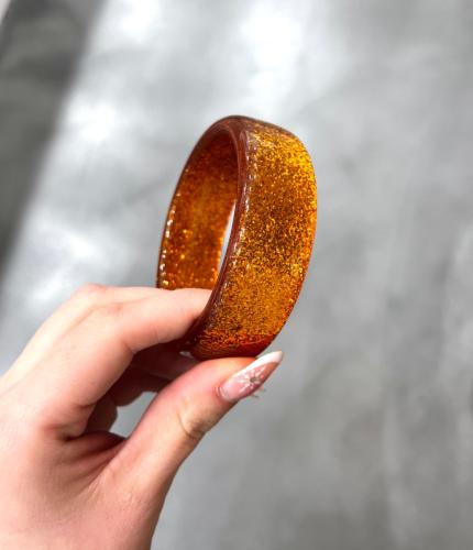 Bracelet jonc orange pailleté