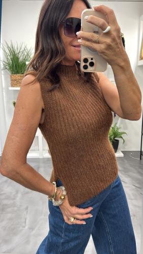 Pull sans manches acajou SABLON GM