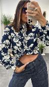 Chemise brodée marine et beige BOYE LPE