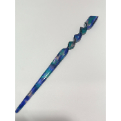 Pic à cheveux torsadé acétate de cellulose bleu