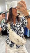 Chemise motifs bleu marine 443690 Annie WS