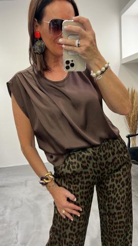 Top sans manches satiné marron 50643129