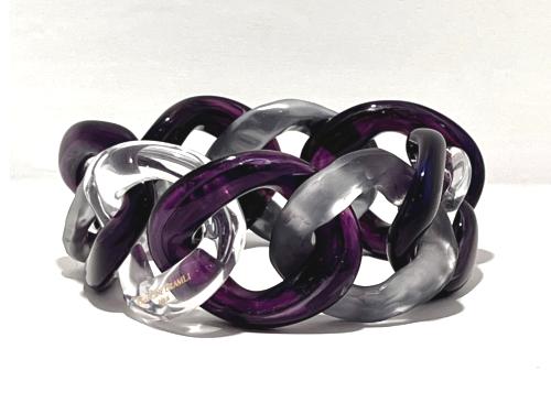 Bracelet maillons à enfiler violet gris transparent