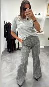 Pull manches courtes à strass gris 054-260010 BSB