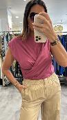 Tee shirt vieux rose froncé M3162M MR