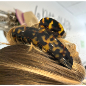 Pince à cheveux en acétate de cellulose marron et noir XL