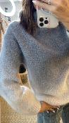 Pull col roulé gris et blanc MRK635 MR