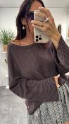 Pull col rond + cache cou amovible chocolat 054-260004 BSB