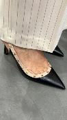 Slingback noir & beige à clous  BC7484