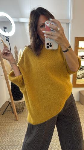 Pull oversize col rond moutarde MRK638 MR