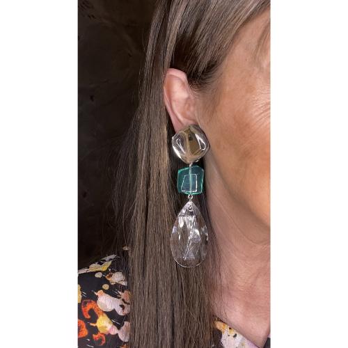 Boucles Oreilles vert transparent