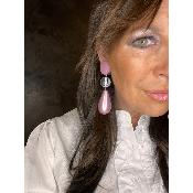 Boucles Oreilles rose et transparent