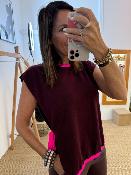 Pull débardeur bordeaux avec lien rose fluo M88052004 IMPERIAL