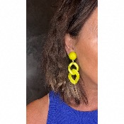 Boucles Oreilles maillons jaune vert