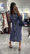 Robe longue imprimé géométrique bleu Rania LPE