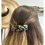 Barrette à cheveux en acétate de cellulose beige et noir