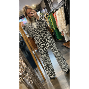 Pantalon imprimé ethnique noir et blanc Karl