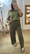 Pantalon fluide uni kaki NOBLESSE G&M