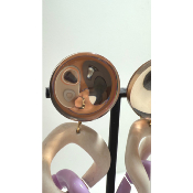 Boucles Oreilles maillons lilas et beige 
