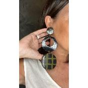 Boucles Oreilles noir et vert 