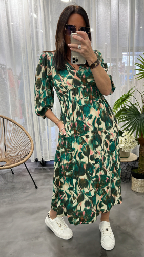 Robe longue à imprimés Freya verte WHITE STUFF 