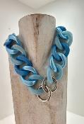 Collier maillons anse de sac bleu
