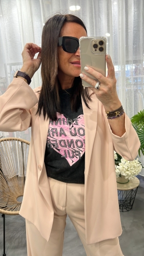 Veste blazer fluide rose pale M6211G MR