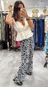 Pantalon fluide bleu marine et blanc POZO