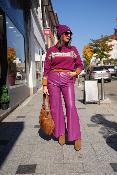 Pantalon Simili cuir fuxia  P845Y086 DIXIE