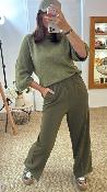 Pantalon fluide uni kaki NOBLESSE G&M