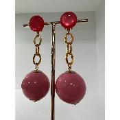 Boucles Oreilles Boule Rose