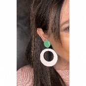 Boucles Oreilles blanc et vert