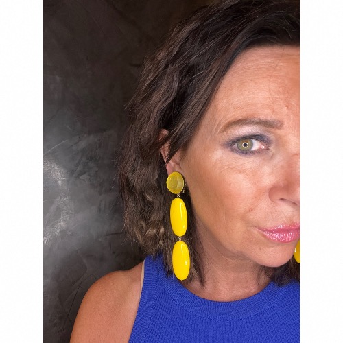 Boucles Oreilles jaune et givré