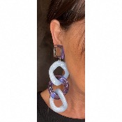 Boucles Oreilles maillons bleu violet miroir 