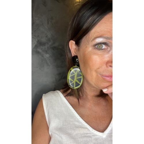 Boucles Oreilles noir et vert 