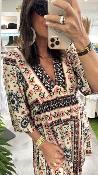Robe courte beige et rose PEROU  G&M