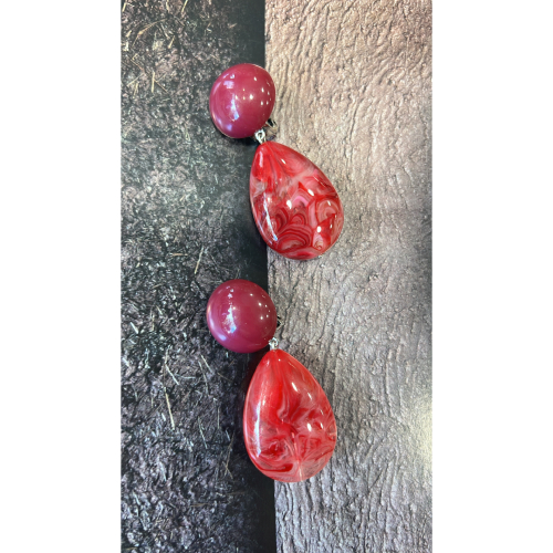 Boucles Oreilles clips  rose marbré Cuba