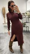 Robe longue moulante bordeau M2329A