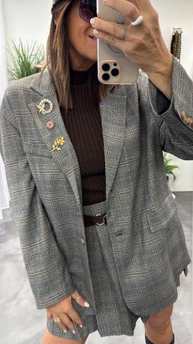 Veste Blazer grise à carreaux 054-214002 BSB