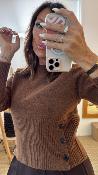 Pull manches longues col rond marron WKV055 NT