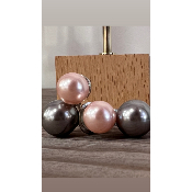 Boucles Oreilles perles rose et gris 