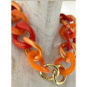 Collier gros maillons anse de sac orange