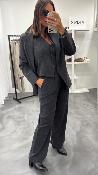 Pantalon fluide à pinces gris foncé M8414P