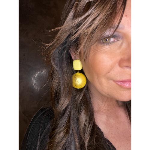 Boucles Oreilles perle jaune