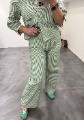 Pantalon vert à rayures LEON