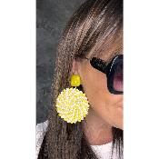 Boucles Oreilles raphia jaune naturel