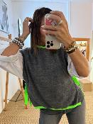 Pull débardeur gris anthracite avec lien vert fluo M88052004 IMPERIAL