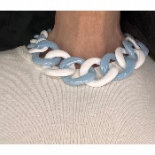 Collier gros maillons bleu blanc
