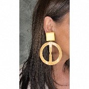 Boucles Oreilles beige et givré 