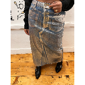 Jupe jean effet métallisé bleu argent GAEL